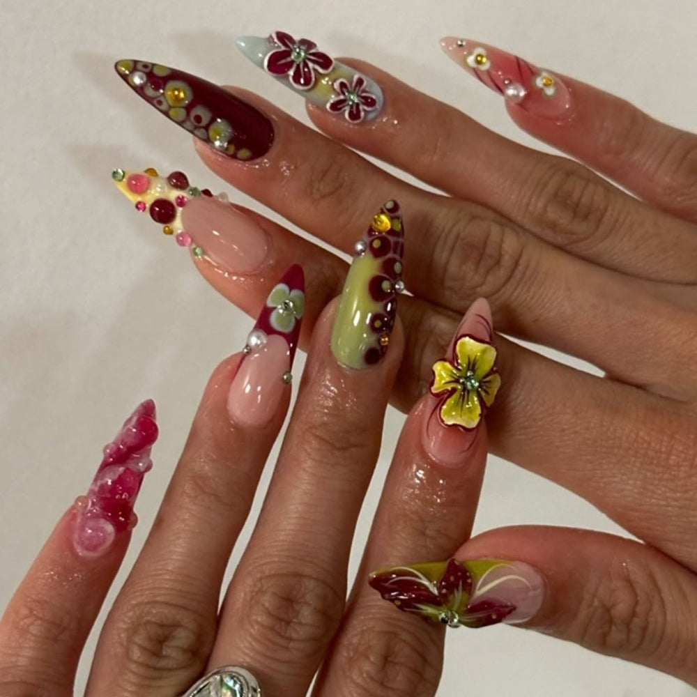 Colorful INS Y2K French Women's Stiletto Almond Nails