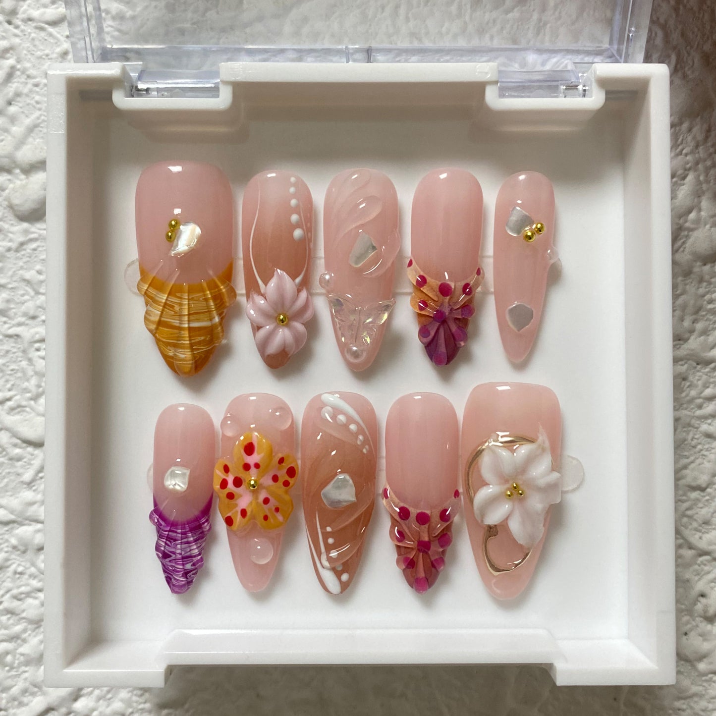 Summer Pink Shell & Flower Nails