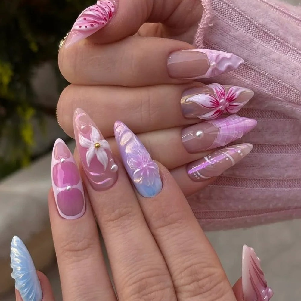 MAGLFELL Pink Stiletto Nails