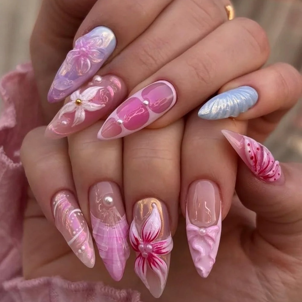 MAGLFELL Pink Stiletto Nails