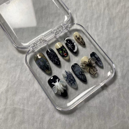 Halloween Carnival Terror 3D 10Pcs Ongles à Presser Amande Moyenne 