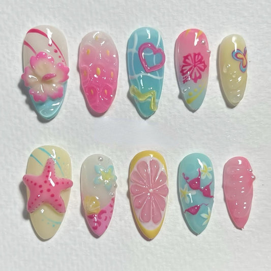 3D Beach Summer Nail