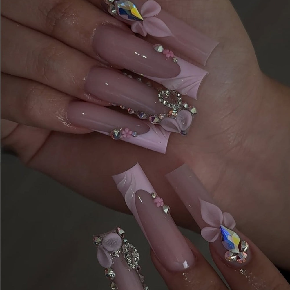 Pink Diamond French Square Tube Nail