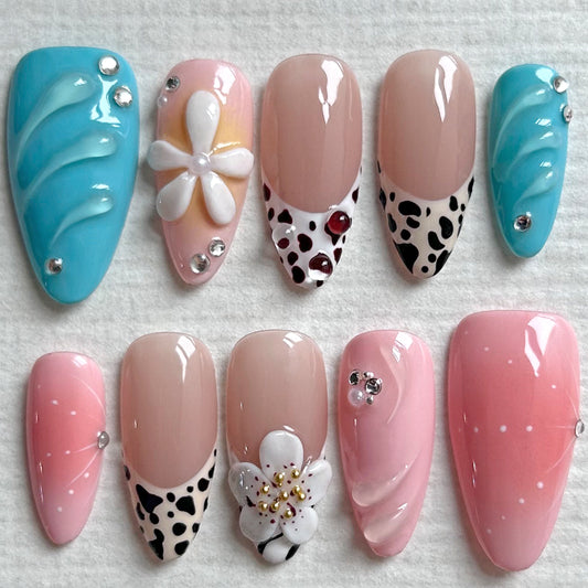 Handmade French Leopard Print Nails